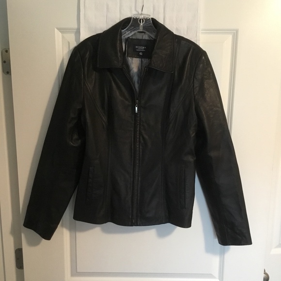 Sonoma Lambskin Leather Jacket Black 